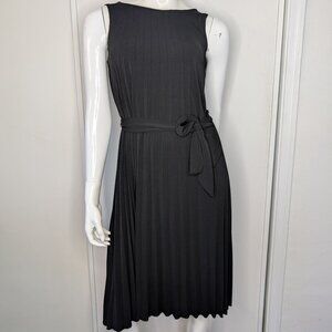 Tahari Black Pleated Halter Midi-Dress - NWT